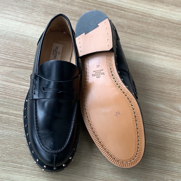Valentino Garavani metal studded made in Italy size 8(41) slip on black moccasin main image 13